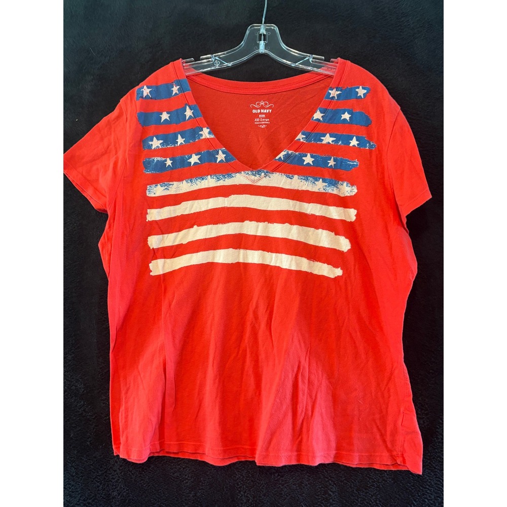 Old Navy Women's XX Large Red USA Flag Graphic‎ Tee Shirt
